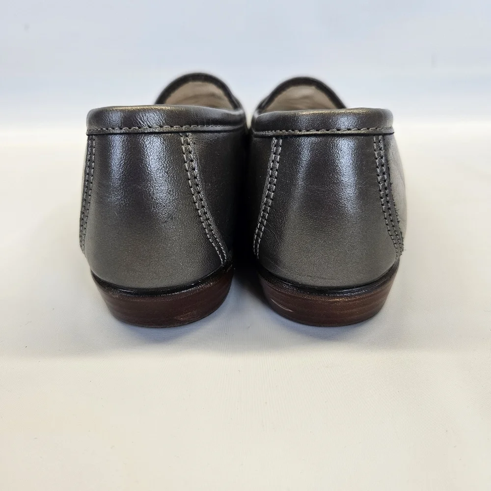 SAS Moccasin Penny Loafer Shoes Pewter Silver Gun Metal Comfort Womens 9.5